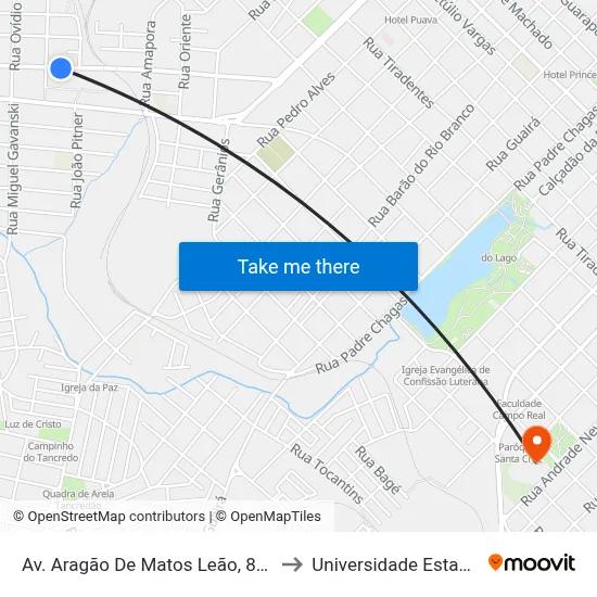 Av. Aragão De Matos Leão, 827-907 (Panificadora Ki Festa) to Universidade Estadual Do Centro-Oeste map