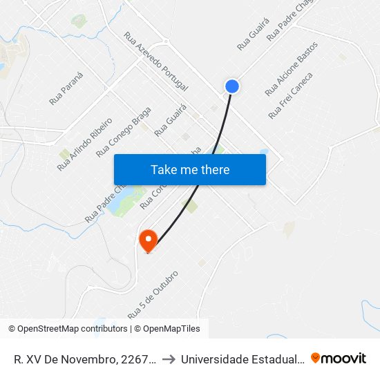 R. XV De Novembro, 2267 (Superpão P. Extra) to Universidade Estadual Do Centro-Oeste map