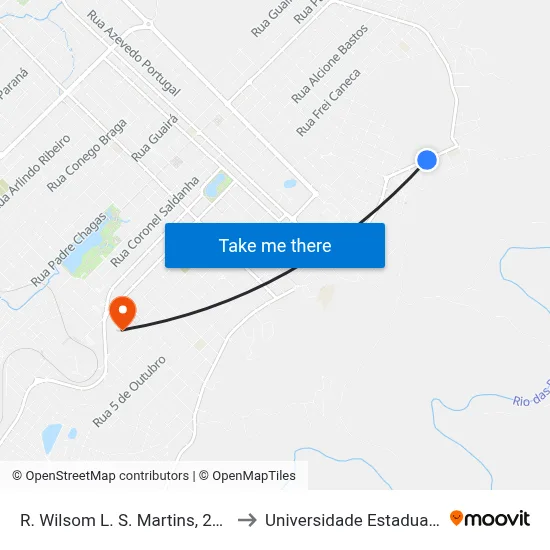 R. Wilsom L. S. Martins, 294 (Casa De Betânia) to Universidade Estadual Do Centro-Oeste map