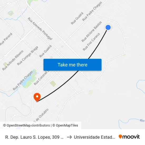 R. Dep. Lauro S. Lopes, 309 (Colégio Mahatma Gandhi) to Universidade Estadual Do Centro-Oeste map