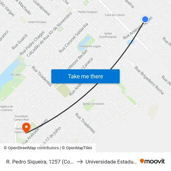R. Pedro Siqueira, 1257 (Construa Mat. Construção) to Universidade Estadual Do Centro-Oeste map