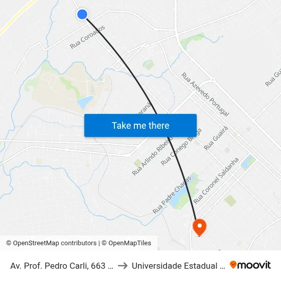 Av. Prof. Pedro Carli, 663 (P. Saúde/Creche) to Universidade Estadual Do Centro-Oeste map