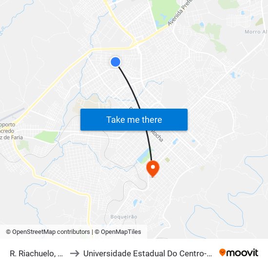 R. Riachuelo, 495 to Universidade Estadual Do Centro-Oeste map