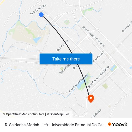 R. Saldanha Marinho, 4207 to Universidade Estadual Do Centro-Oeste map