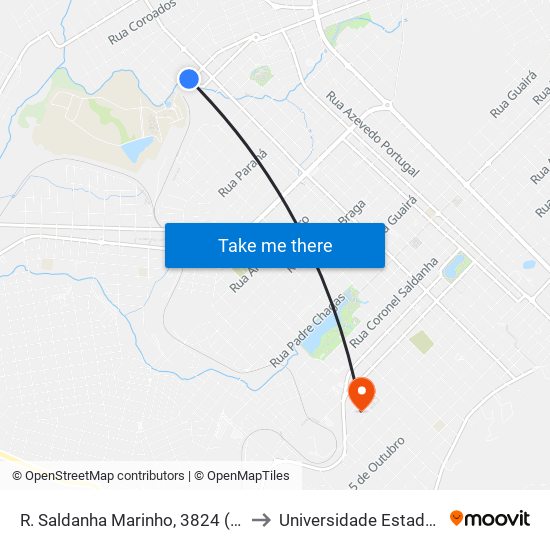 R. Saldanha Marinho, 3824 (Entrada Campus Cedeteg) to Universidade Estadual Do Centro-Oeste map