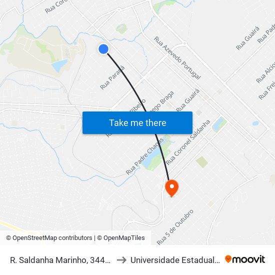 R. Saldanha Marinho, 3443 (Antiga Br Foods) to Universidade Estadual Do Centro-Oeste map