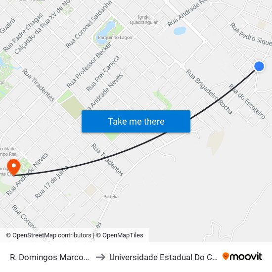 R. Domingos Marcondes, 382 to Universidade Estadual Do Centro-Oeste map