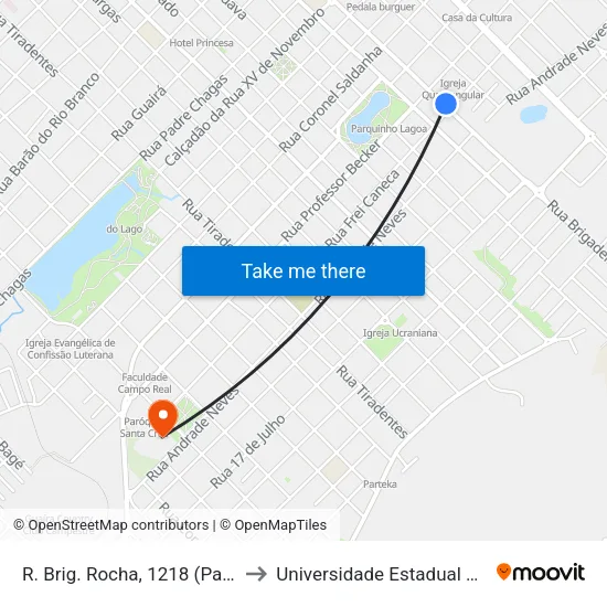 R. Brig. Rocha, 1218 (Panif. Pão De Mel) to Universidade Estadual Do Centro-Oeste map