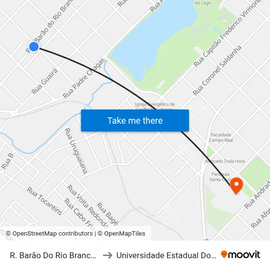 R. Barão Do Rio Branco, 2169-2283 to Universidade Estadual Do Centro-Oeste map