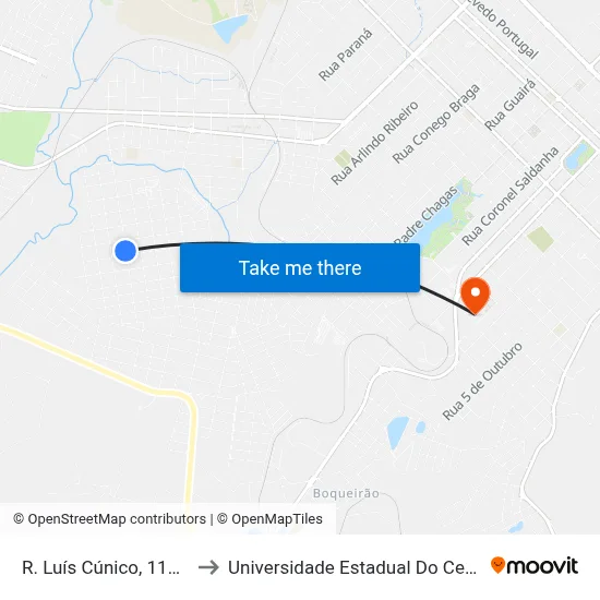 R. Luís Cúnico, 1138-1250 to Universidade Estadual Do Centro-Oeste map