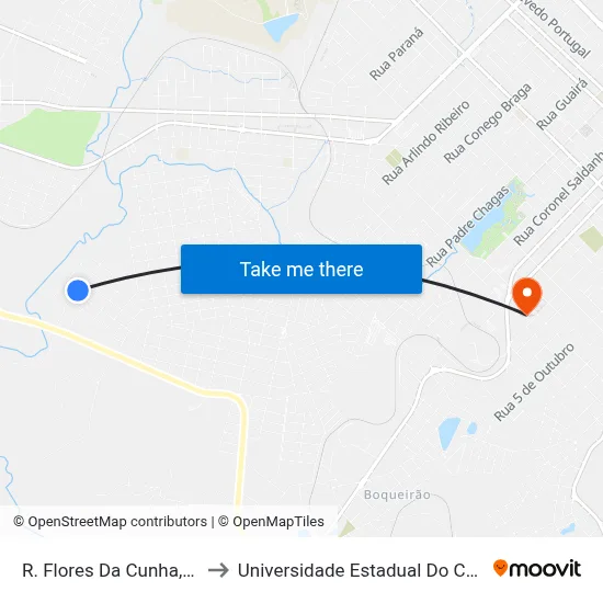 R. Flores Da Cunha, 162-260 to Universidade Estadual Do Centro-Oeste map