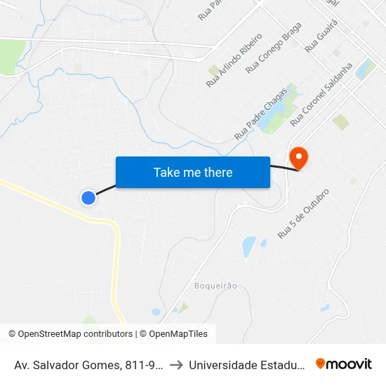 Av. Salvador Gomes, 811-925 (P. Saúde Planalto) to Universidade Estadual Do Centro-Oeste map