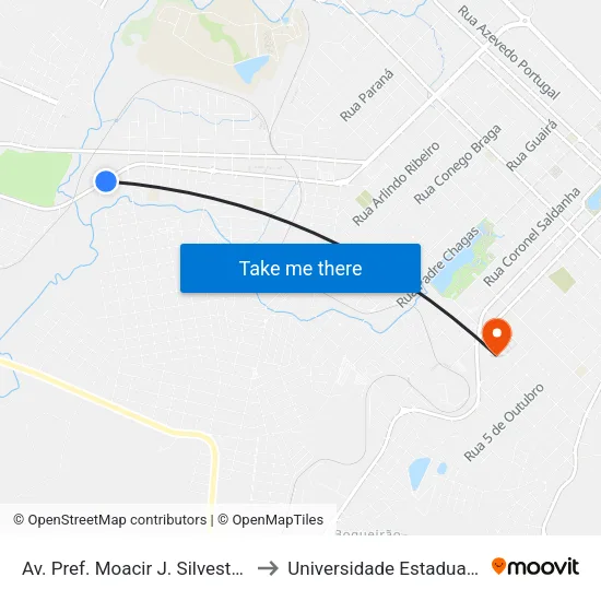 Av. Pref. Moacir J. Silvestre, 3305 (Agroferter) to Universidade Estadual Do Centro-Oeste map