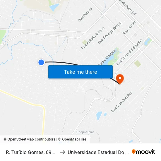 R. Turíbio Gomes, 695-817 (Caic) to Universidade Estadual Do Centro-Oeste map