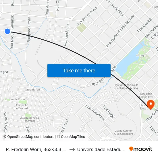 R. Fredolin Worn, 363-503 (Érico Maq. Agricolas) to Universidade Estadual Do Centro-Oeste map