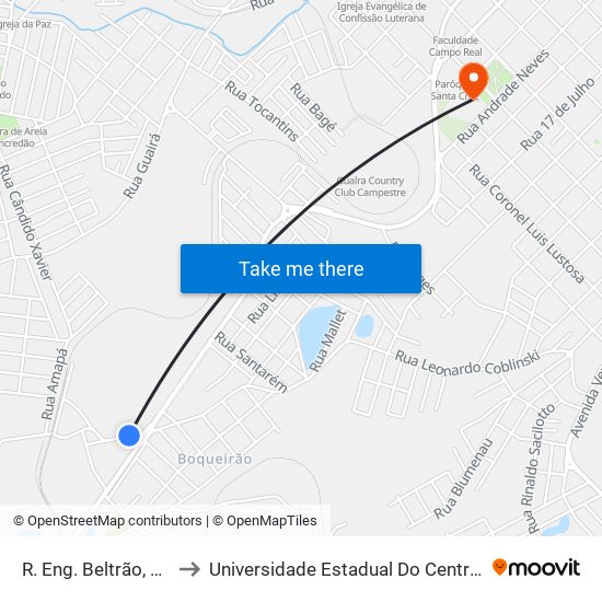 R. Eng. Beltrão, 2-158 to Universidade Estadual Do Centro-Oeste map