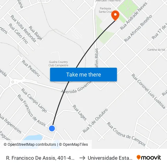 R. Francisco De Assis, 401-463 (Acre Associação Unicentro) to Universidade Estadual Do Centro-Oeste map
