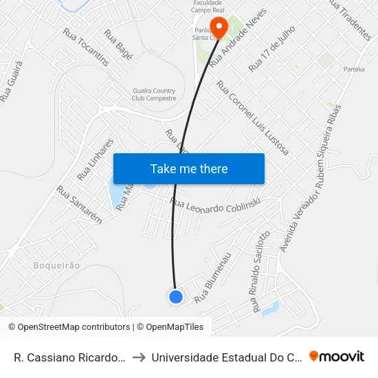 R. Cassiano Ricardo, 125-235 to Universidade Estadual Do Centro-Oeste map