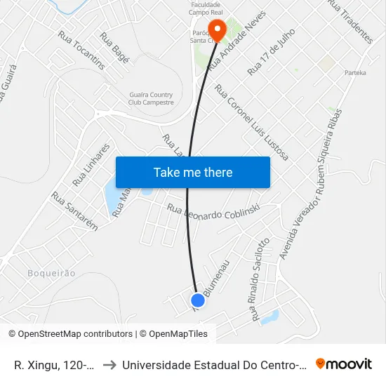 R. Xingu, 120-232 to Universidade Estadual Do Centro-Oeste map