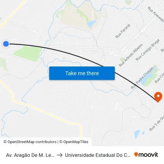 Av. Aragão De M. Leão, 3376 to Universidade Estadual Do Centro-Oeste map