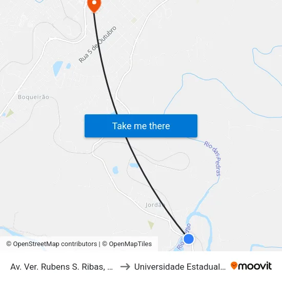Av. Ver. Rubens S. Ribas, 75-237 (Pq. Jordão) to Universidade Estadual Do Centro-Oeste map