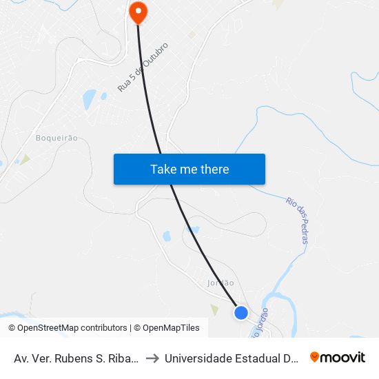 Av. Ver. Rubens S. Ribas, 5494-5562 to Universidade Estadual Do Centro-Oeste map