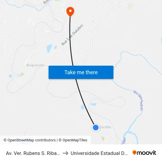 Av. Ver. Rubens S. Ribas, 6521-6653 to Universidade Estadual Do Centro-Oeste map