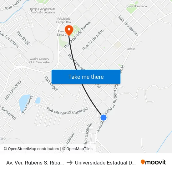 Av. Ver. Rubéns S. Ribas, 3371-3447 to Universidade Estadual Do Centro-Oeste map