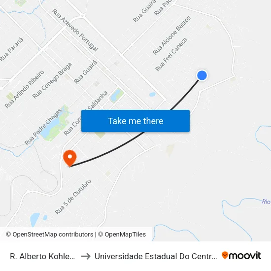 R. Alberto Kohler, 121 (R. Lions) to Universidade Estadual Do Centro-Oeste map