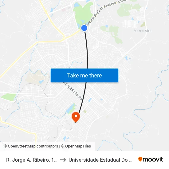 R. Jorge A. Ribeiro, 1167-1199 to Universidade Estadual Do Centro-Oeste map