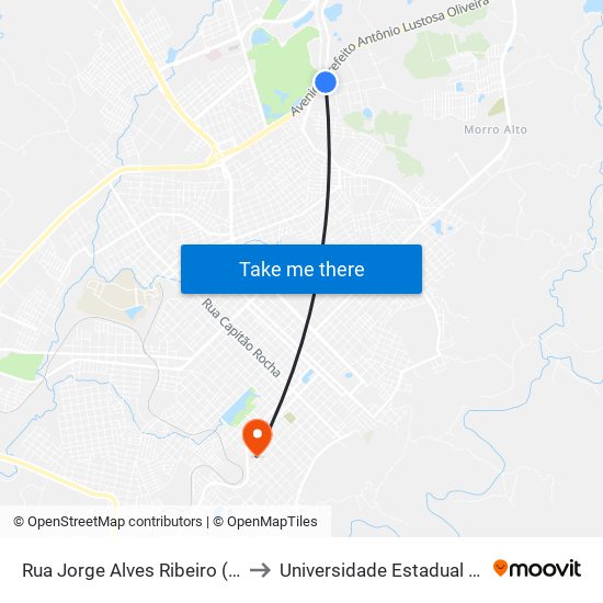 Rua Jorge Alves Ribeiro (Case Agricultura) to Universidade Estadual Do Centro-Oeste map