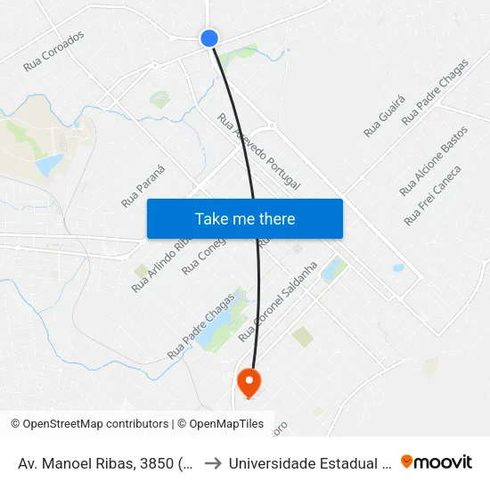 Av. Manoel Ribas, 3850 (Hotel San Marino) to Universidade Estadual Do Centro-Oeste map