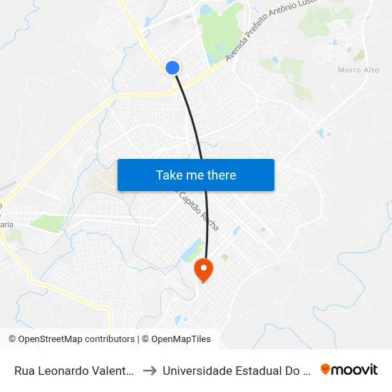 Rua Leonardo Valente Hicz, 472 to Universidade Estadual Do Centro-Oeste map