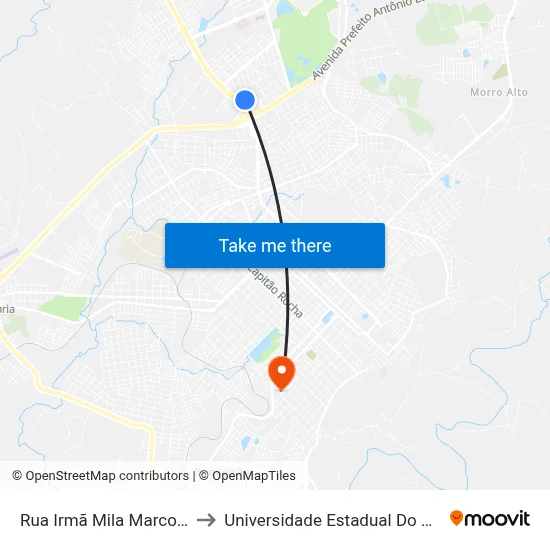 Rua Irmã Mila Marcondes, 200 to Universidade Estadual Do Centro-Oeste map