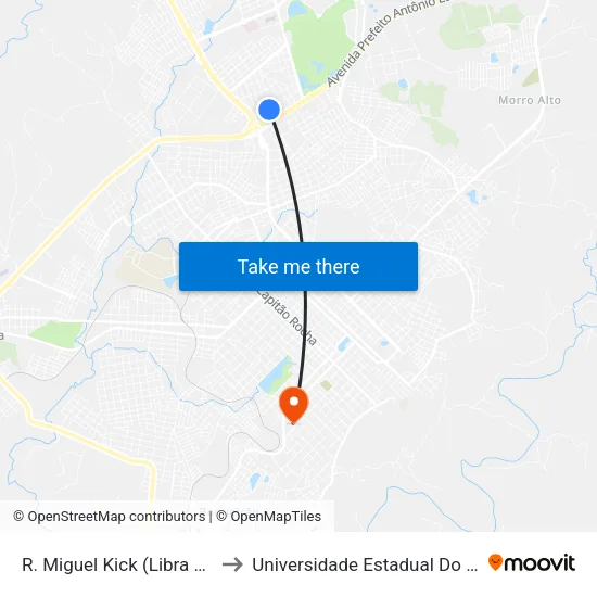 R. Miguel Kick (Libra Kirchibaner) to Universidade Estadual Do Centro-Oeste map