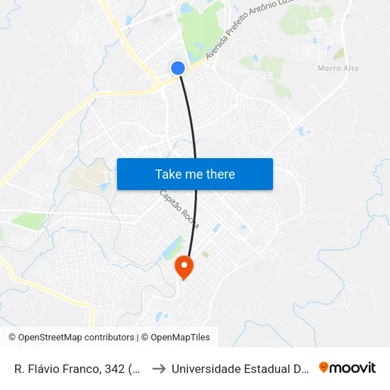 R. Flávio Franco, 342 (Colégio Abílio) to Universidade Estadual Do Centro-Oeste map
