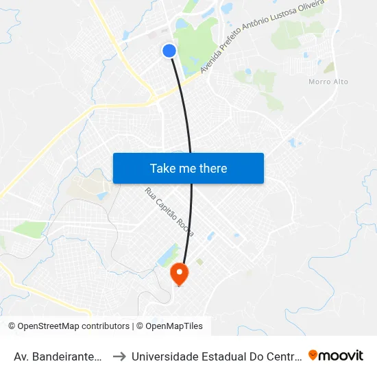 Av. Bandeirantes, 248 to Universidade Estadual Do Centro-Oeste map