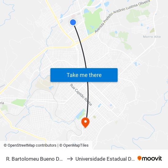 R. Bartolomeu Bueno Da Silva, 310-356 to Universidade Estadual Do Centro-Oeste map