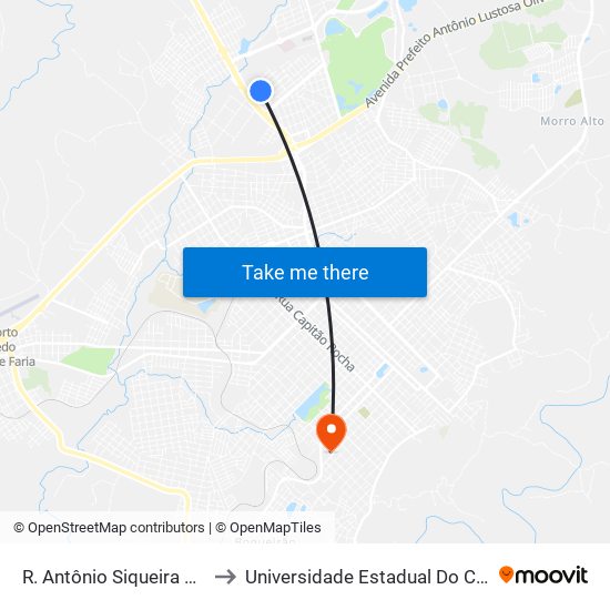 R. Antônio Siqueira Ribas, 301 to Universidade Estadual Do Centro-Oeste map