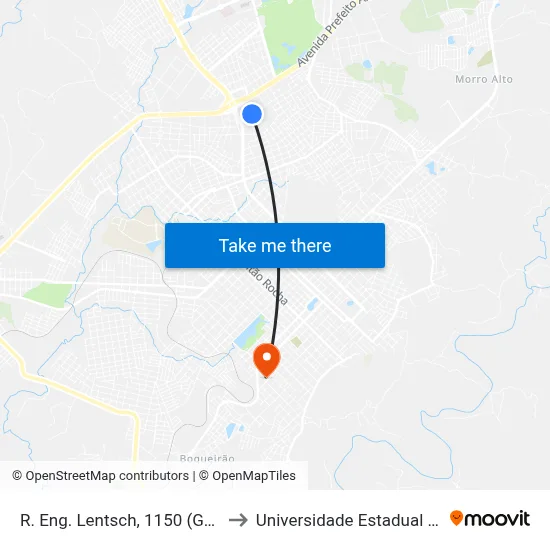 R. Eng. Lentsch, 1150 (Guarios / J. Araújo) to Universidade Estadual Do Centro-Oeste map