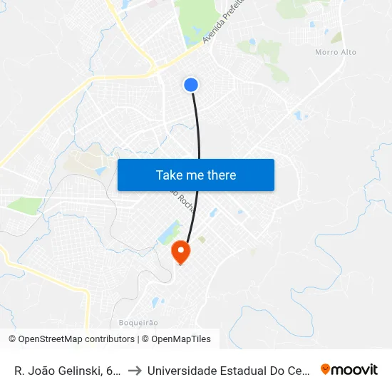 R. João Gelinski, 632-712 to Universidade Estadual Do Centro-Oeste map