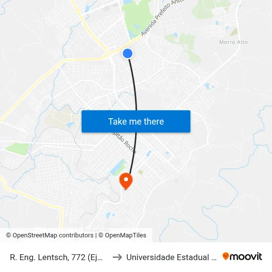 R. Eng. Lentsch, 772 (Ejm Transportadora) to Universidade Estadual Do Centro-Oeste map