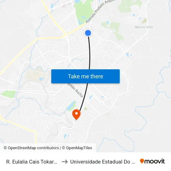 R. Eulalia Cais Tokarski, 74-146 to Universidade Estadual Do Centro-Oeste map