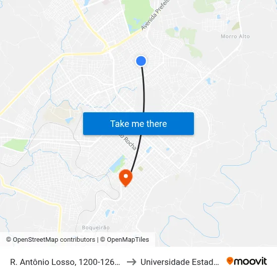 R. Antônio Losso, 1200-1262 (Supermercado Parteka) to Universidade Estadual Do Centro-Oeste map