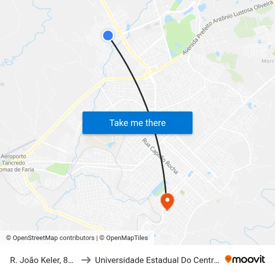R. João Keler, 84-156 to Universidade Estadual Do Centro-Oeste map