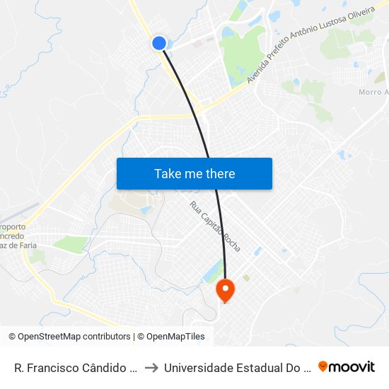 R. Francisco Cândido Xavier, 9-77 to Universidade Estadual Do Centro-Oeste map