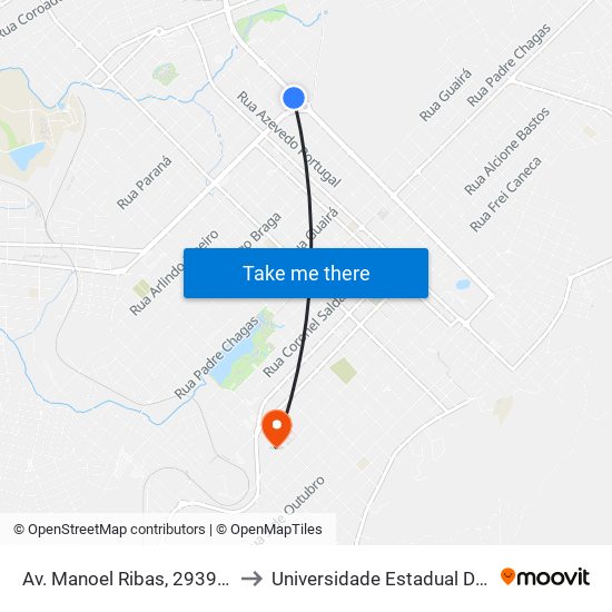 Av. Manoel Ribas, 2939 (Loja Flessak) to Universidade Estadual Do Centro-Oeste map