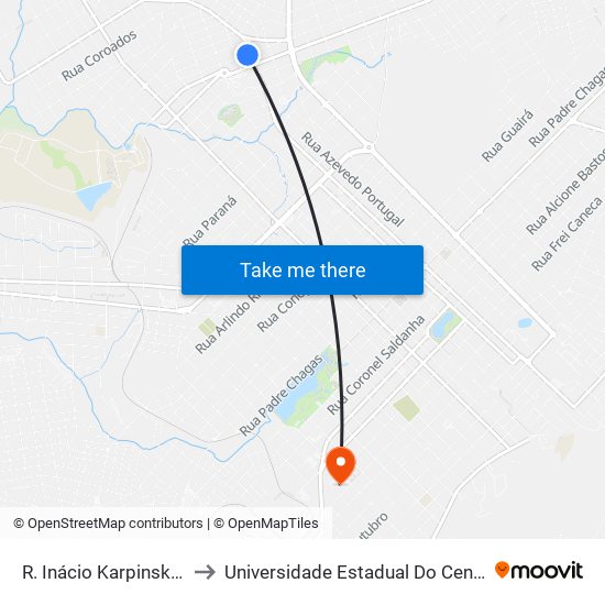 R. Inácio Karpinski, 1127 to Universidade Estadual Do Centro-Oeste map