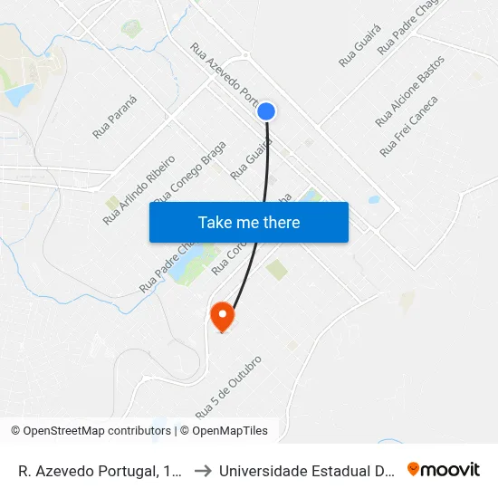 R. Azevedo Portugal, 1021 (Sanepar) to Universidade Estadual Do Centro-Oeste map