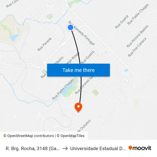R. Brg. Rocha, 3148 (Garagem Zenitur) to Universidade Estadual Do Centro-Oeste map